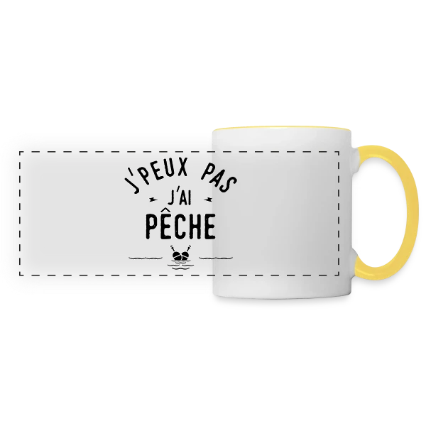 J'peux Pas, J'ai Pêche ! sur Mug panoramique contrasté et blanc