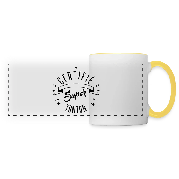 Certifié Super Tonton sur Mug panoramique contrasté et blanc