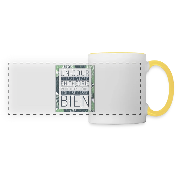 Un Jour J'Irai Vivre en Théorie sur Mug panoramique contrasté et blanc