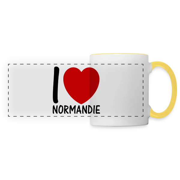 J'aime la Normandie sur Mug panoramique contrasté et blanc
