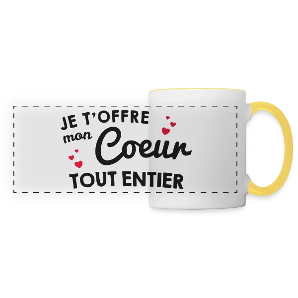 Déclaration d'Amour - Mon Cœur Tout Entier sur Mug panoramique contrasté et blanc