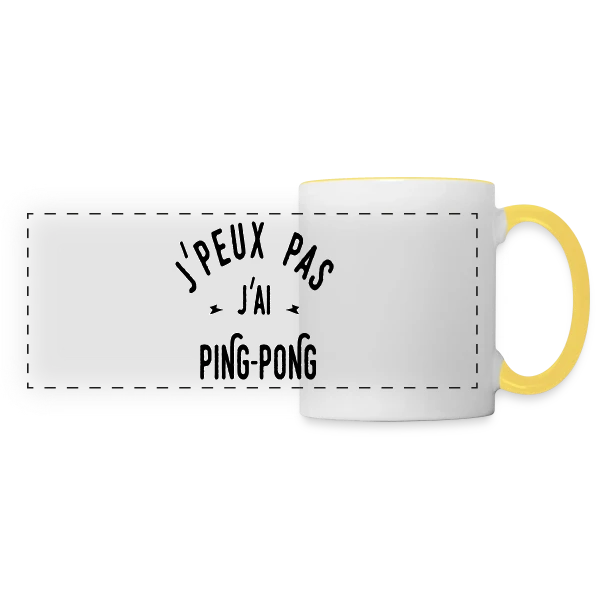 J'peux Pas, J'ai Ping Pong ! sur Mug panoramique contrasté et blanc