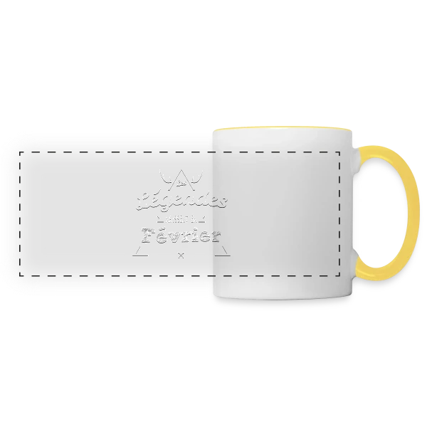 Février : Le Mois des Légendes sur Mug panoramique contrasté et blanc