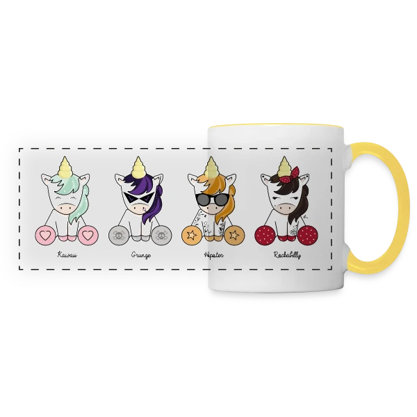 Les Licornes Enchantées sur Mug panoramique contrasté et blanc