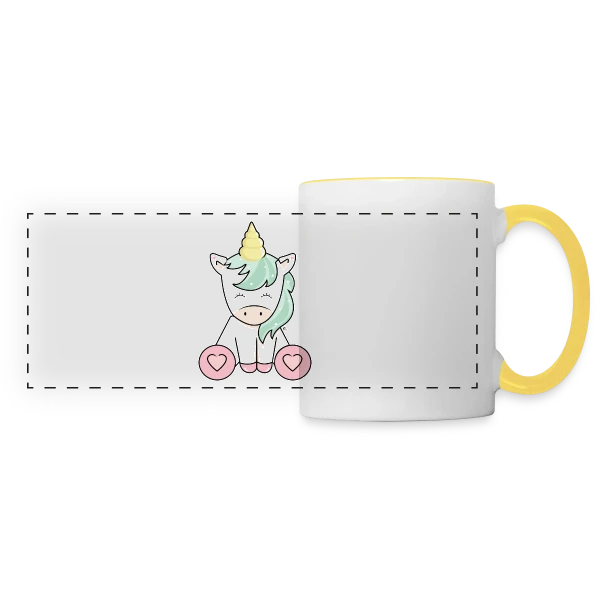 Licorne Kawaii Mignonne sur Mug panoramique contrasté et blanc