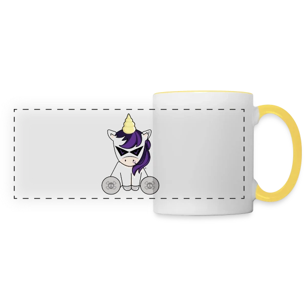 Licorne Grunge : Rebelle et Mystérieuse sur Mug panoramique contrasté et blanc