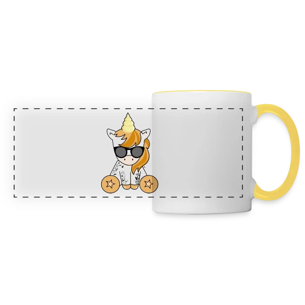 Licorne Hipster Stylée sur Mug panoramique contrasté et blanc