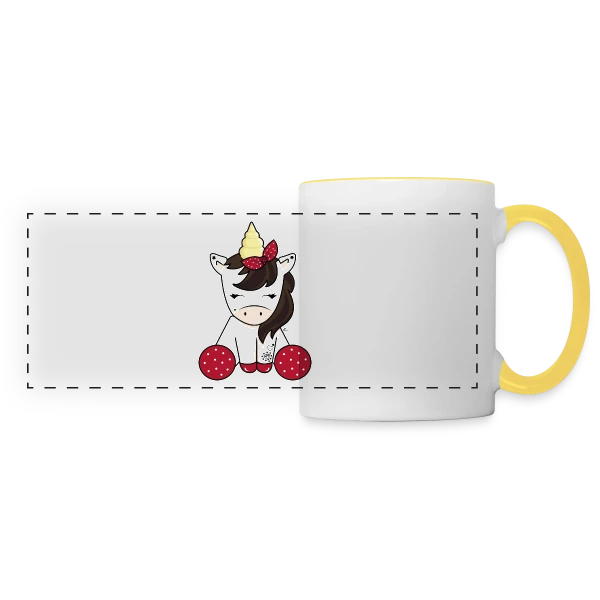 Licorne Rockabilly : Style Rétro Envoûtant sur Mug panoramique contrasté et blanc