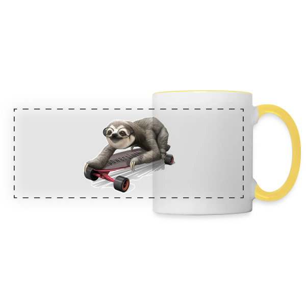 Paresseux Skateur Stylé sur Mug panoramique contrasté et blanc