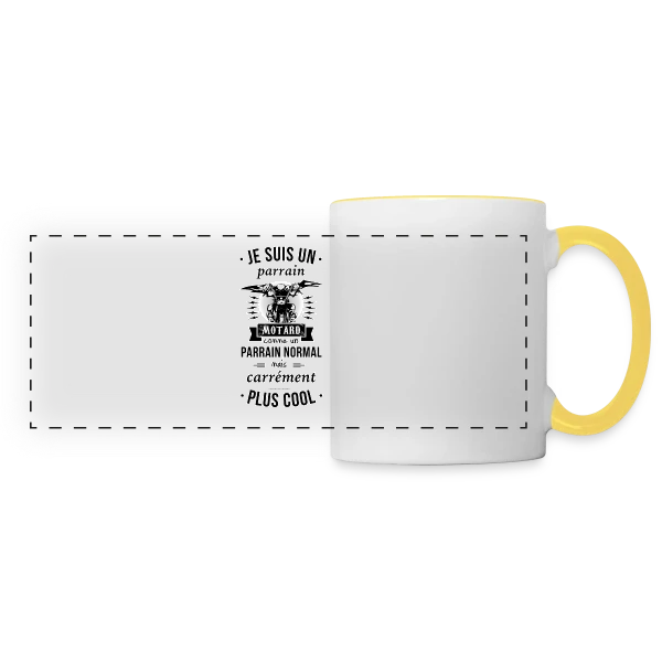 Parrain Motard : Le Meilleur des Parrains sur Mug panoramique contrasté et blanc