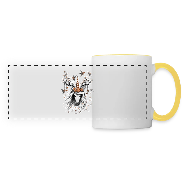 Licorne Botanique Enchantée sur Mug panoramique contrasté et blanc