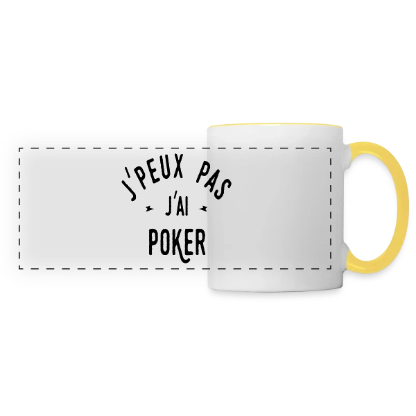 J'peux pas, j'ai poker ! sur Mug panoramique contrasté et blanc
