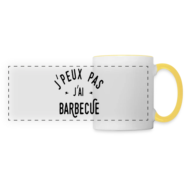 J'PEUX PAS J'AI BARBECUE - Humour & Grillades sur Mug panoramique contrasté et blanc