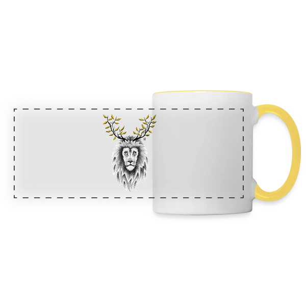 L'Esprit Sauvage : Cerf & Lion sur Mug panoramique contrasté et blanc