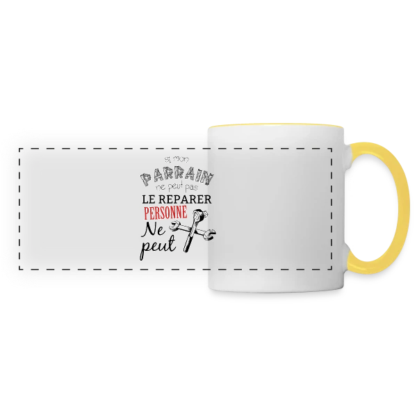 Si Parrain ne peut pas le réparer, personne ne peut ! sur Mug panoramique contrasté et blanc