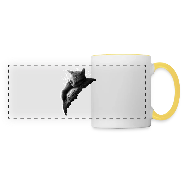 Mooncat : Le Chat de la Lune sur Mug panoramique contrasté et blanc