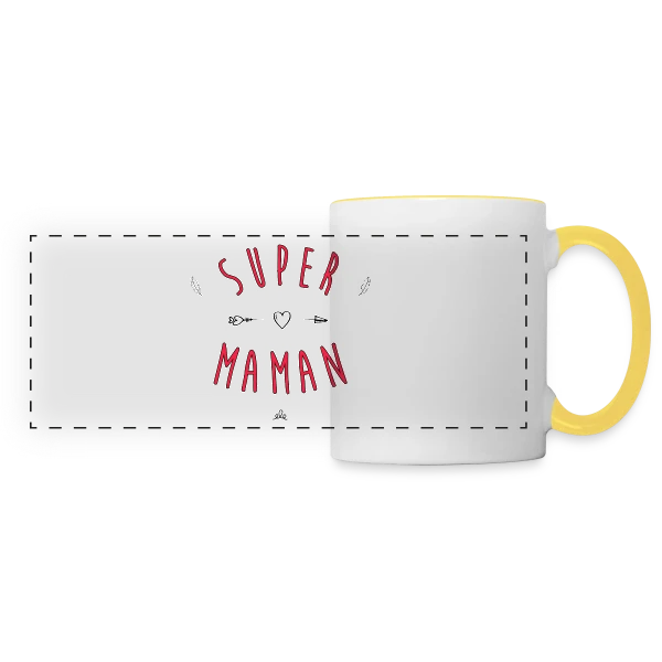Super Maman : Cœur et Flèche, Votre Héroïne Quotidienne sur Mug panoramique contrasté et blanc