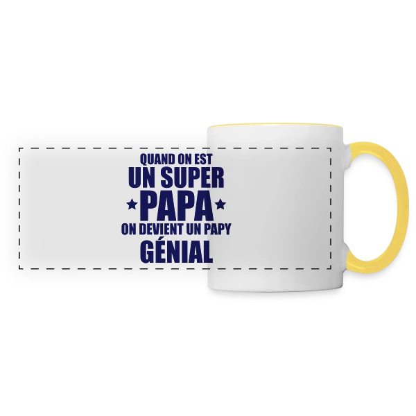 Annonce Grossesse : On Devient un Papy Génial ! sur Mug panoramique contrasté et blanc