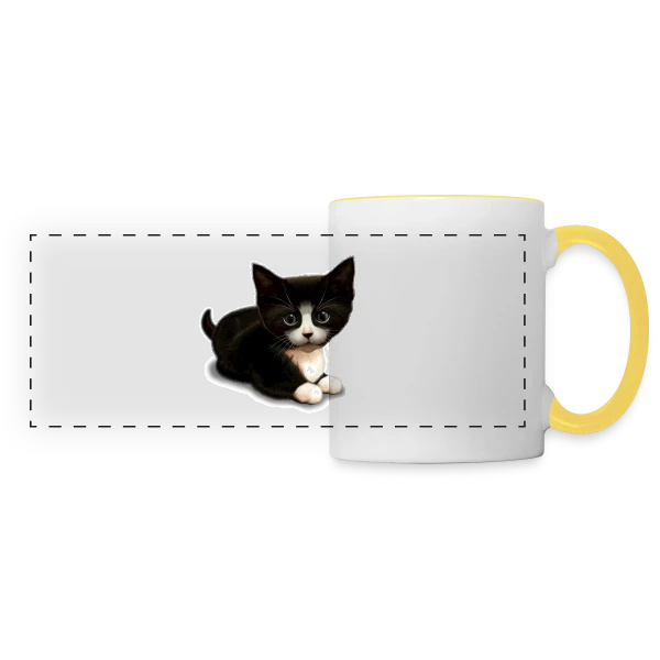 Chat Mignon : Personnalisable sur Mug panoramique contrasté et blanc