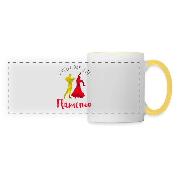 J'peux pas j'ai Flamenco sur Mug panoramique contrasté et blanc