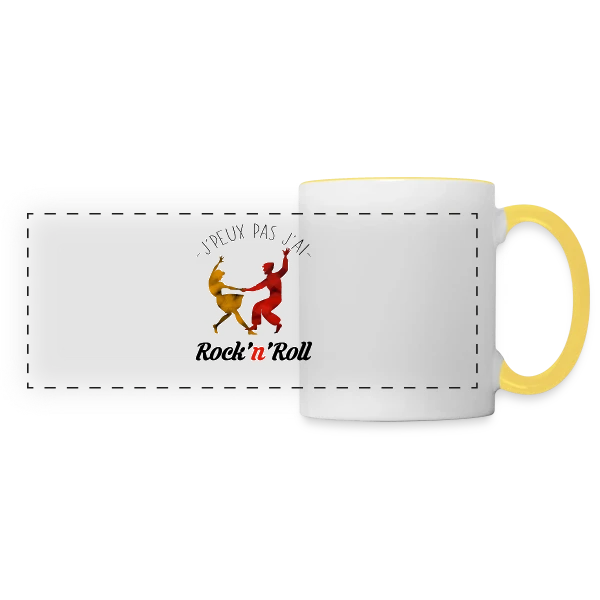 J'peux pas, j'ai Rock sur Mug panoramique contrasté et blanc