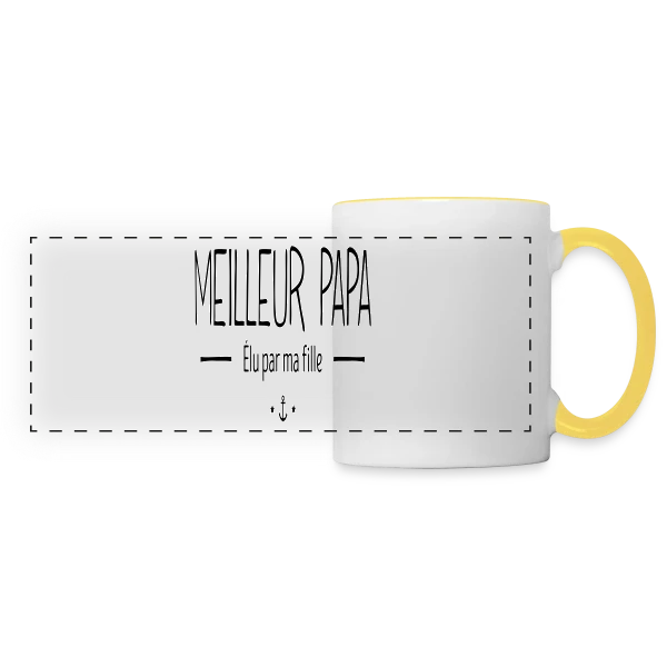 Meilleur Papa Élu par Ma Fille sur Mug panoramique contrasté et blanc