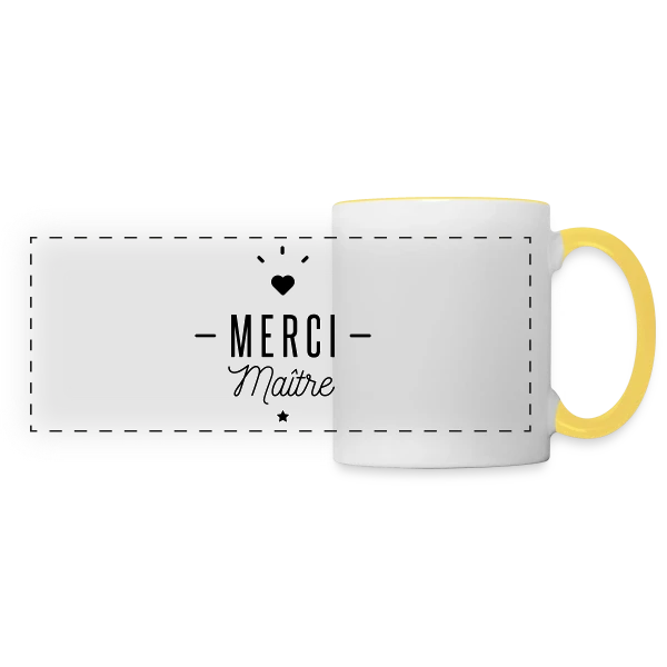 Merci Maître : Le Cadeau Idéal pour Profs sur Mug panoramique contrasté et blanc