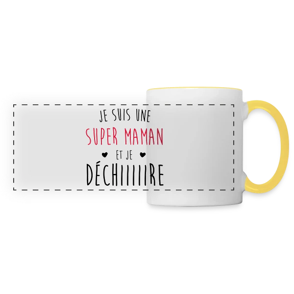 Super Maman qui Déchire sur Mug panoramique contrasté et blanc