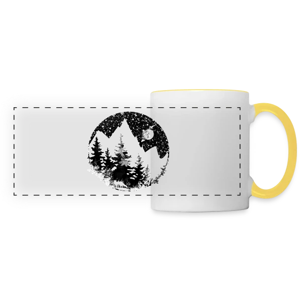 Paysage Montagneux Nocturne Fantastique sur Mug panoramique contrasté et blanc