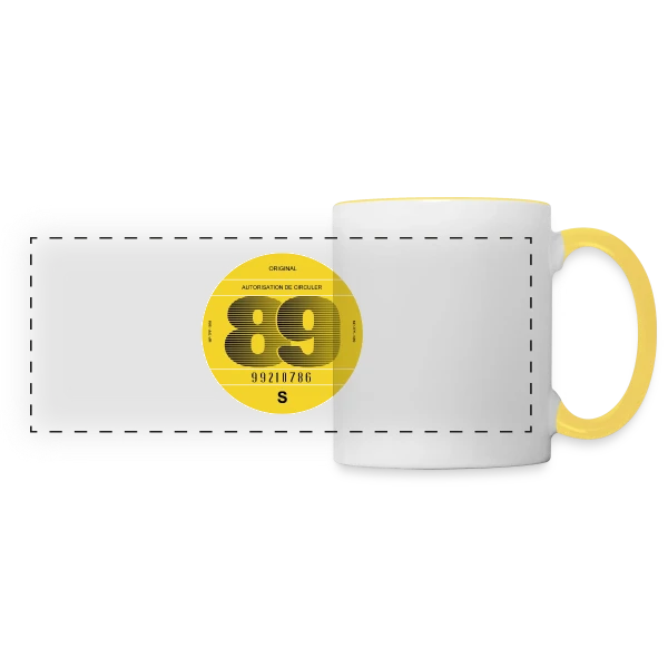 Voiture Vintage France 1989 - Esprit Rétro sur Mug panoramique contrasté et blanc