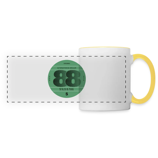 "France 1988" | Automobile Rétro Vintage sur Mug panoramique contrasté et blanc