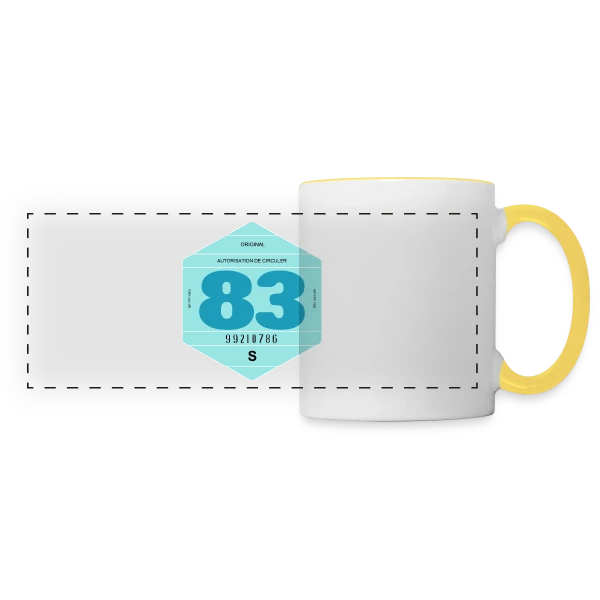 Vignette Auto Rétro 1983 : Voyage Vintage en France sur Mug panoramique contrasté et blanc