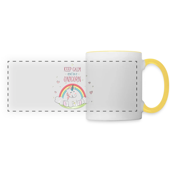 Licorne Arc-en-ciel sur Mug panoramique contrasté et blanc