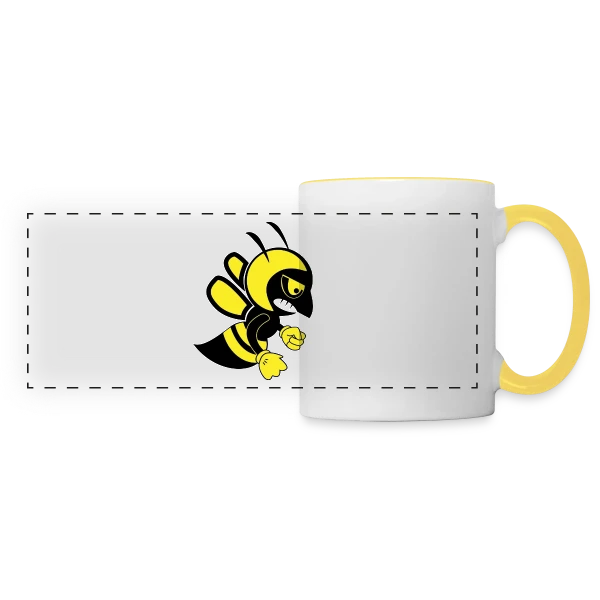 Abeille Furieuse Cartoon sur Mug panoramique contrasté et blanc