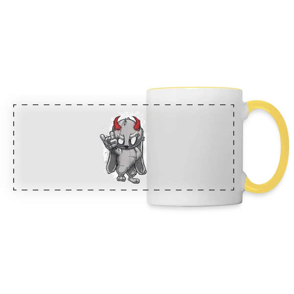 Lapin Métalleux Diabolique sur Mug panoramique contrasté et blanc