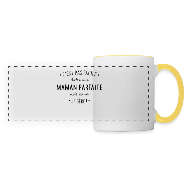 Maman Parfaite : Le défi quotidien que je relève ! sur Mug panoramique contrasté et blanc