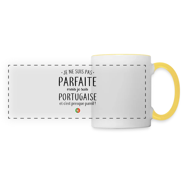 Pas Parfaite, Juste Italienne ! sur Mug panoramique contrasté et blanc