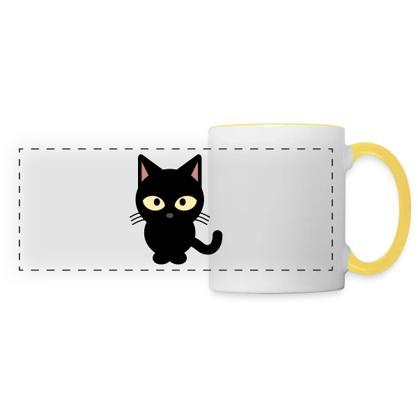 Chat Noir Mystérieux sur Mug panoramique contrasté et blanc