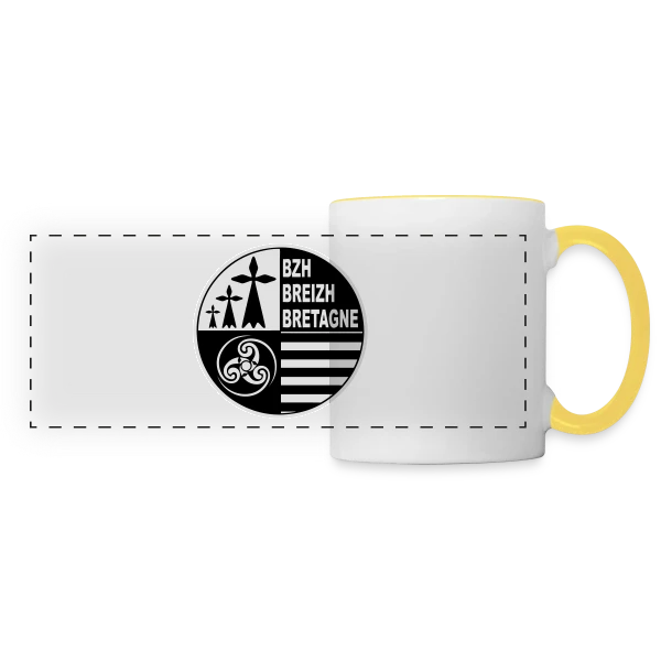 Emblème Breton Breizh sur Mug panoramique contrasté et blanc