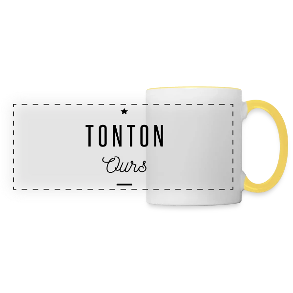 Tonton Ours sur Mug panoramique contrasté et blanc
