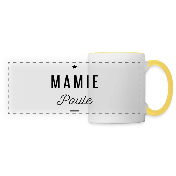 Super Mamie Poule sur Mug panoramique contrasté et blanc