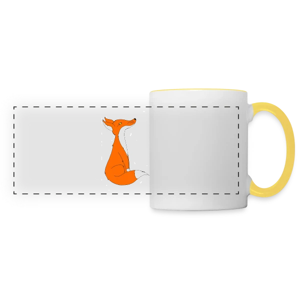 Renard Curieux Cartoon sur Mug panoramique contrasté et blanc