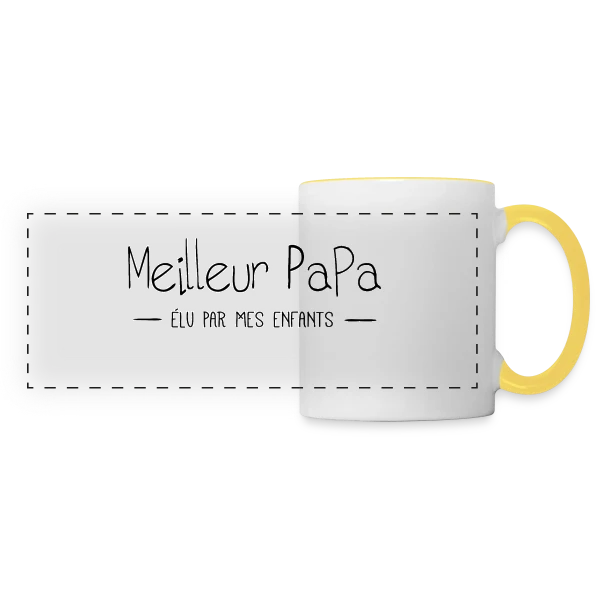 Meilleur Papa du Monde Élu par Mes Enfants sur Mug panoramique contrasté et blanc