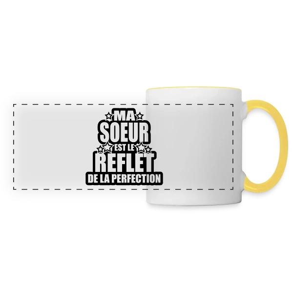 Ma Sœur, Reflet de la Perfection et de l'Amour sur Mug panoramique contrasté et blanc