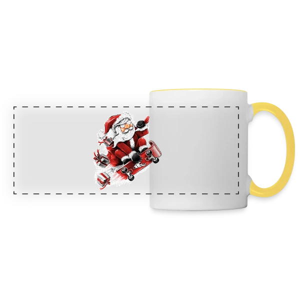 Père Noël Skateur Fou sur Mug panoramique contrasté et blanc
