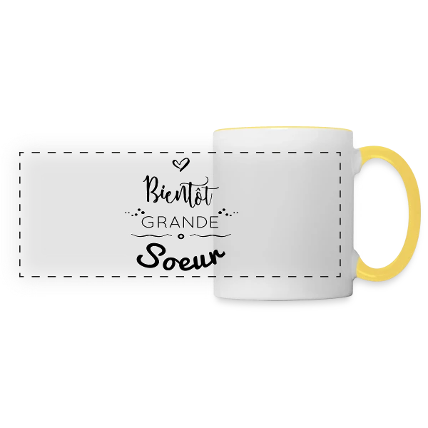 Bientôt Grande Sœur sur Mug panoramique contrasté et blanc