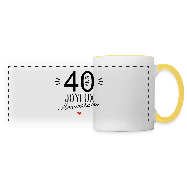 Anniversaire 40 Ans : La Fête Commence ! sur Mug panoramique contrasté et blanc
