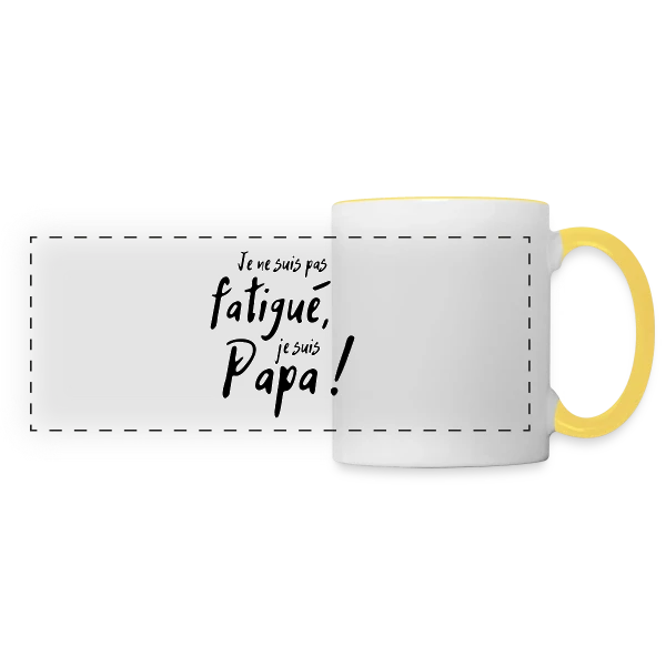 Mon Papa Héro sur Mug panoramique contrasté et blanc