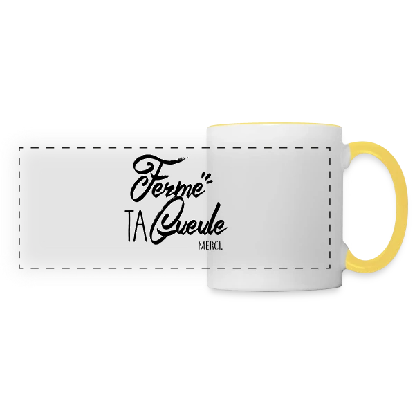 Humour : Chut ! Message Subtil sur Mug panoramique contrasté et blanc