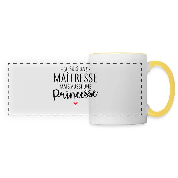 Maîtresse, Mais Toujours Princesse ! sur Mug panoramique contrasté et blanc